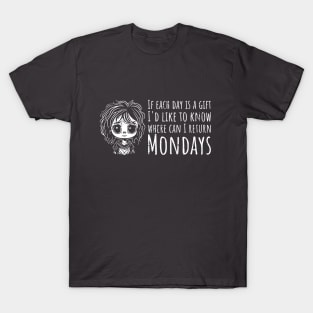 Funny Monday Blues For Girls - horizontal distressed T-Shirt